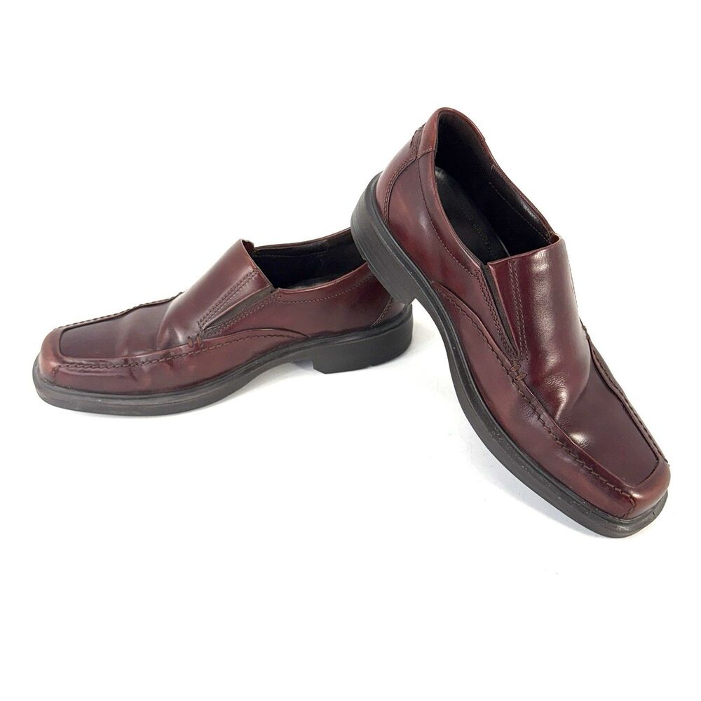 Ecco Men's Calcan Apron Toe Shoes Sz 41 Brown US (7-7.5) Leather Slip-On Loafer